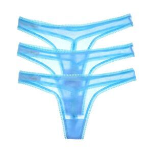 Ongossamer Womens Set Of 3 Next To Nothing Micro G-String, Blue